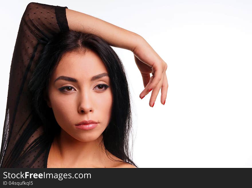 Portrait of a girl on a white background. Portrait of a girl on a white background.