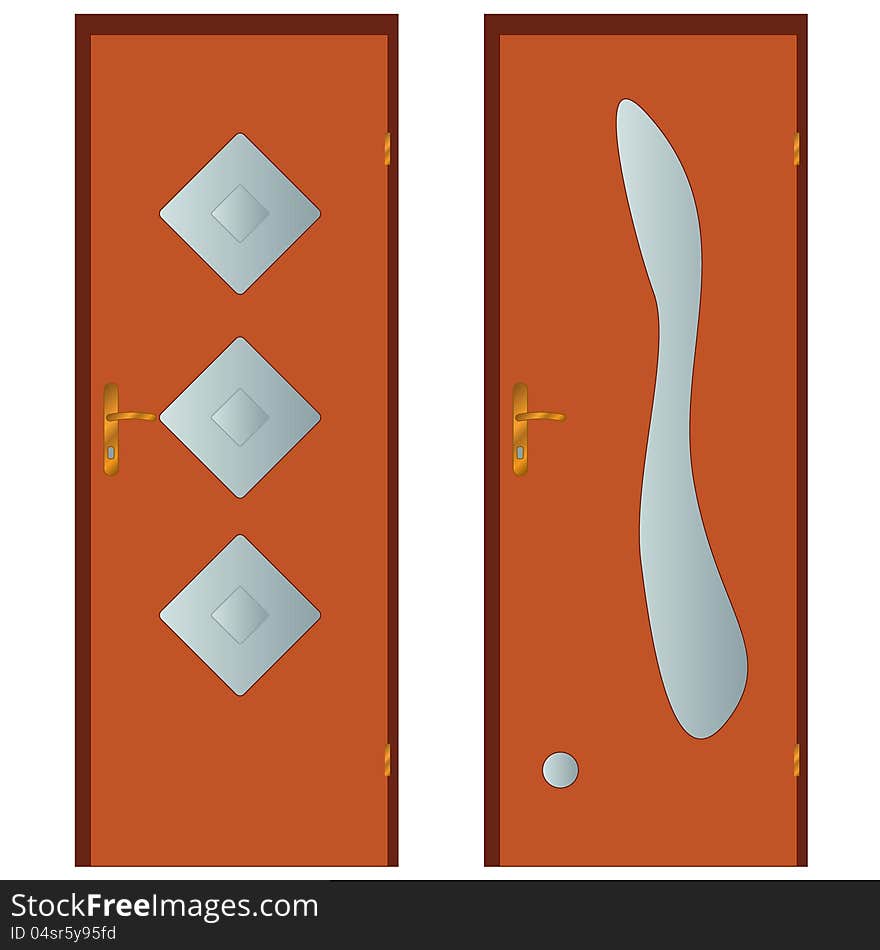 Two types of doors on a white background. Two types of doors on a white background