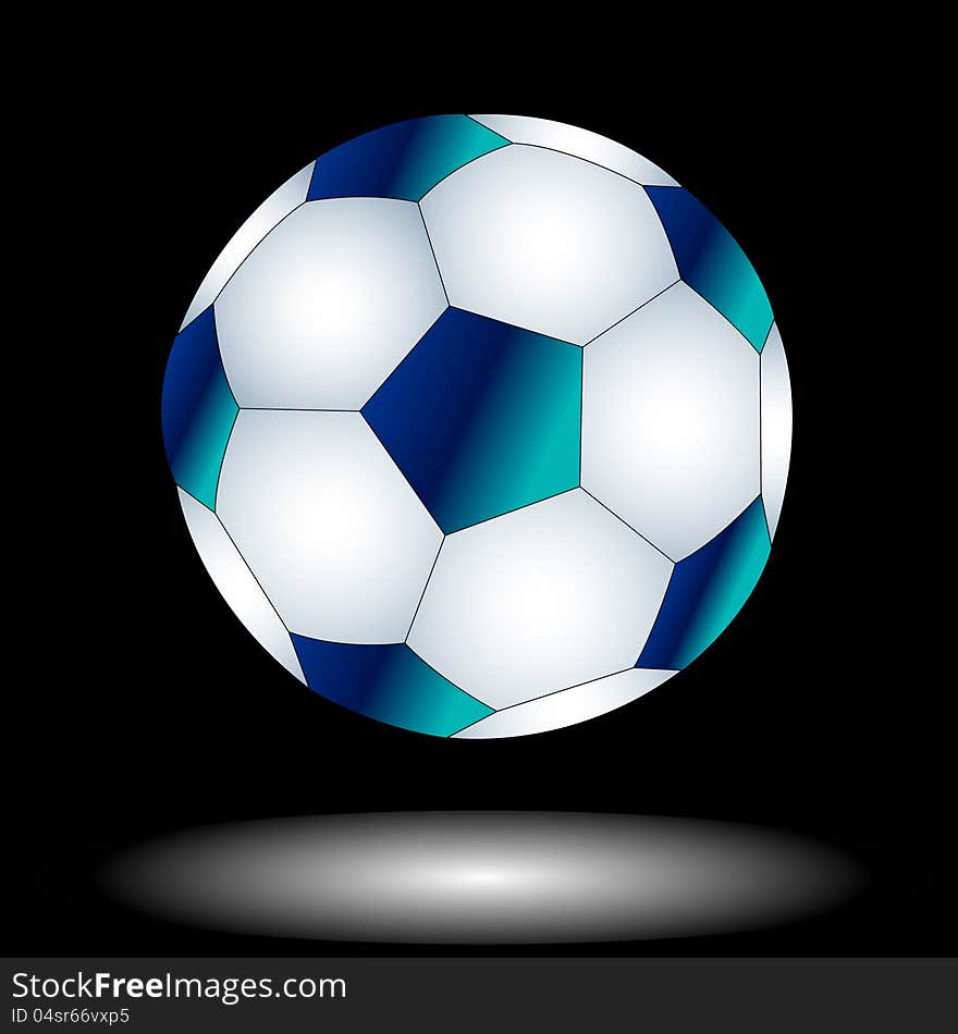 Blue ball located on a black background. Blue ball located on a black background