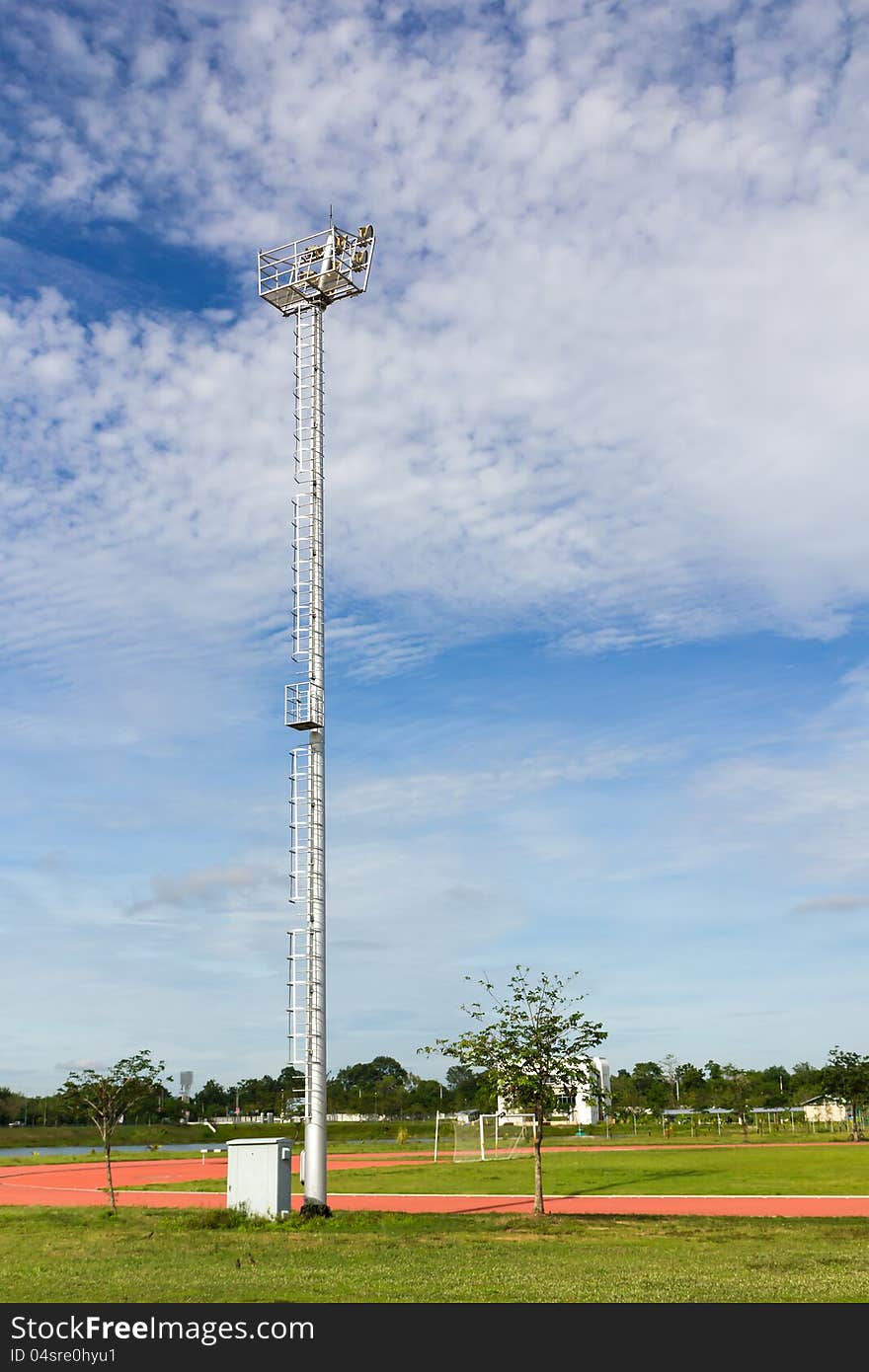 The Stadium Spot-light tower over Blue Sky