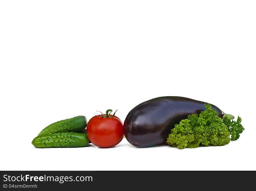 Group of vegetables on white background