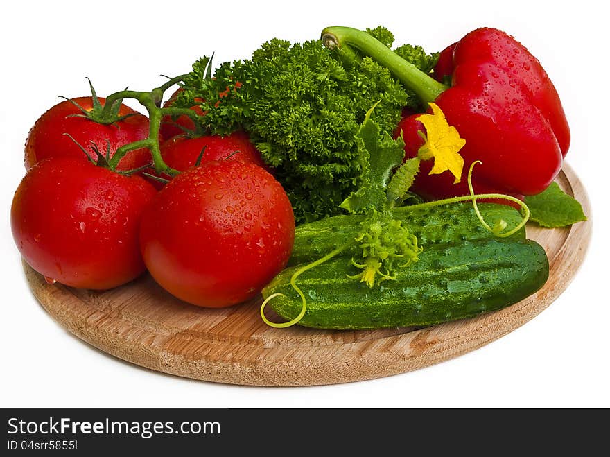 Group Of Vegetables On Cutting Board