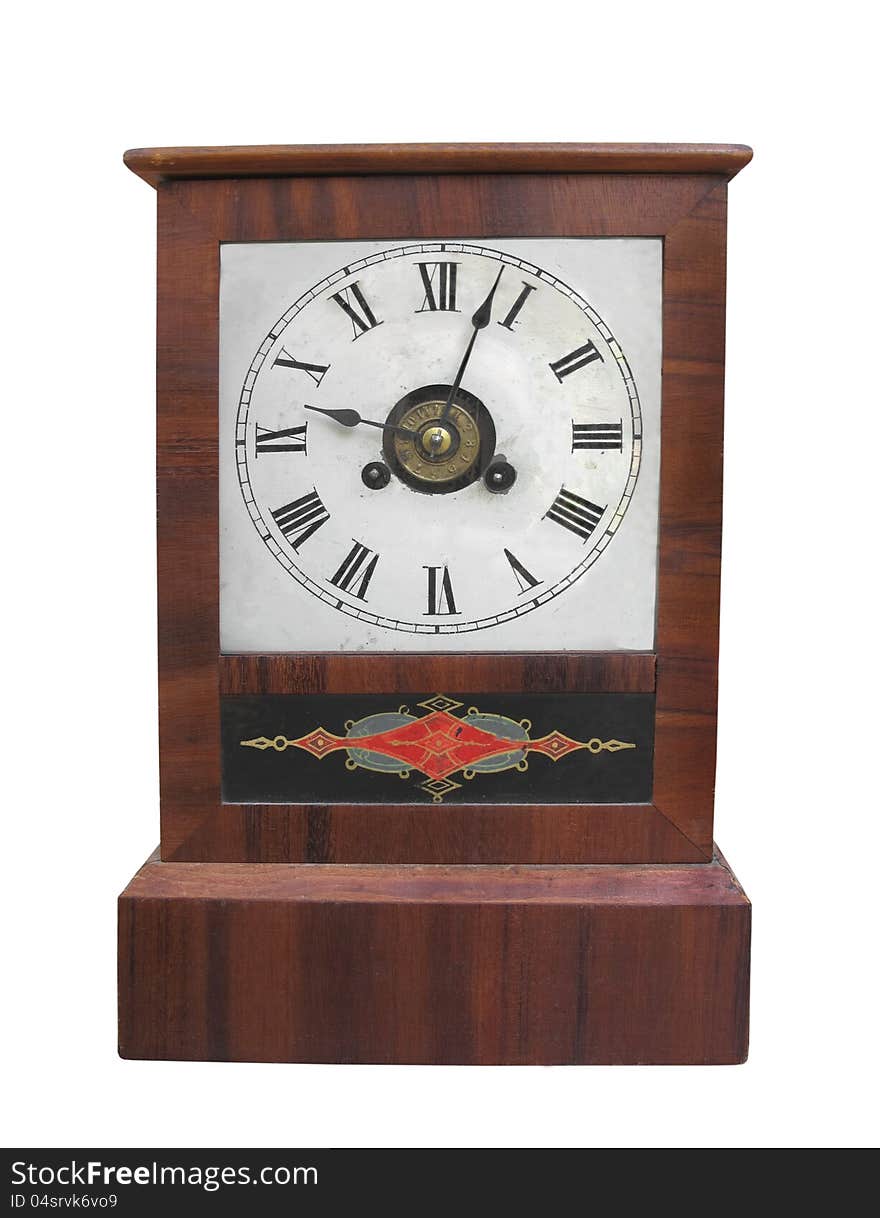 Antique table clock isolated.