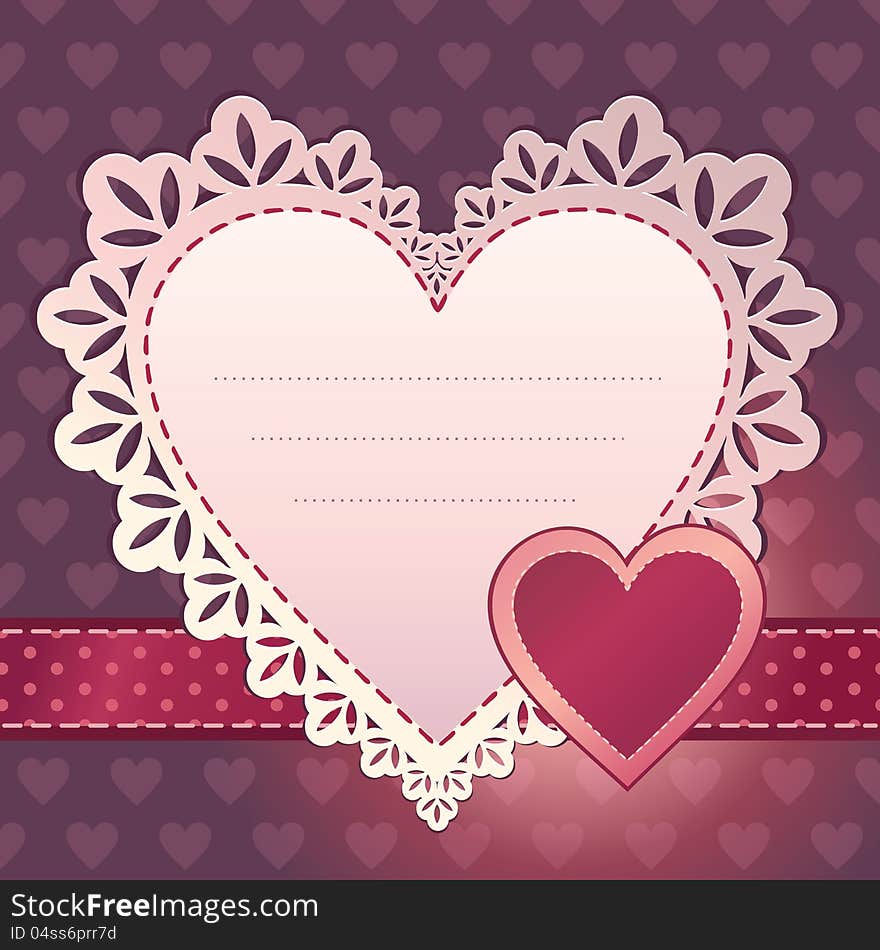 Lace heart scrapbook template background. Lace heart scrapbook template background