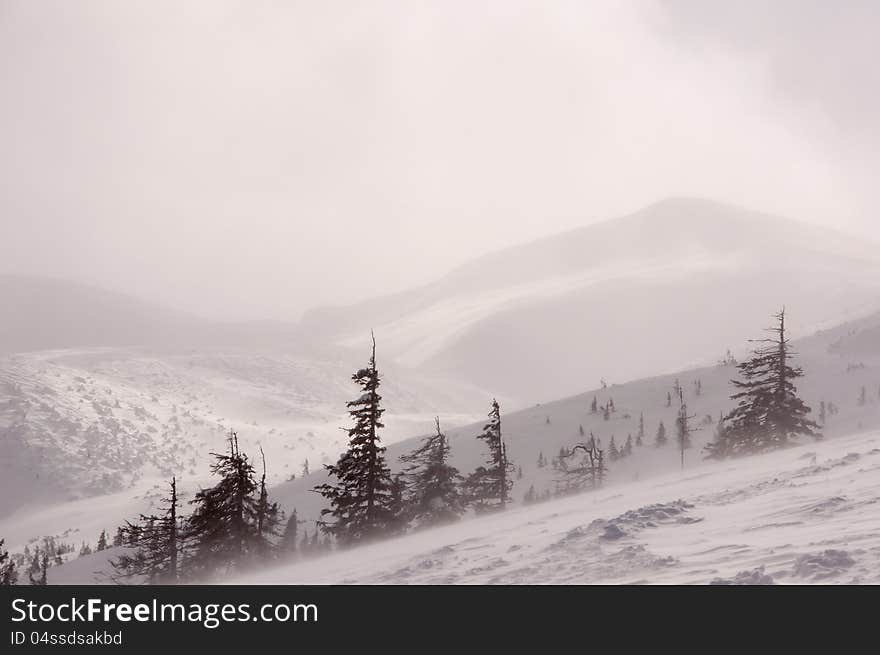 Winter mountain landscape out doors