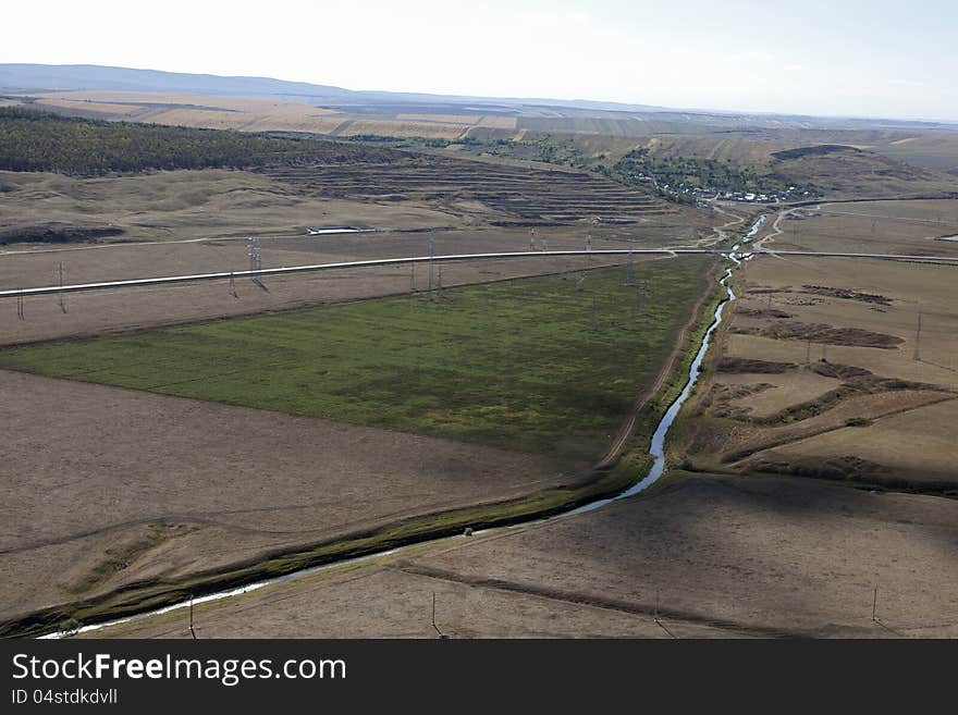 Aerial view with landscape