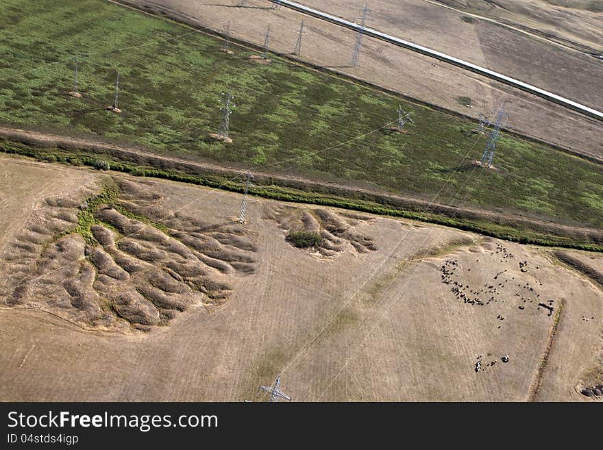 Aerial view with landscape