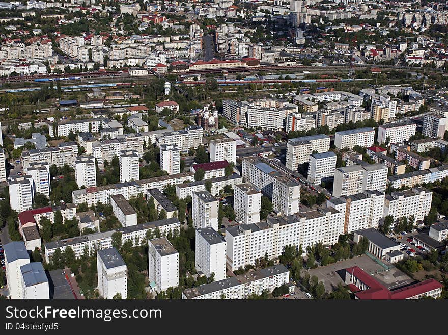 Aerial view with urban infrastructure