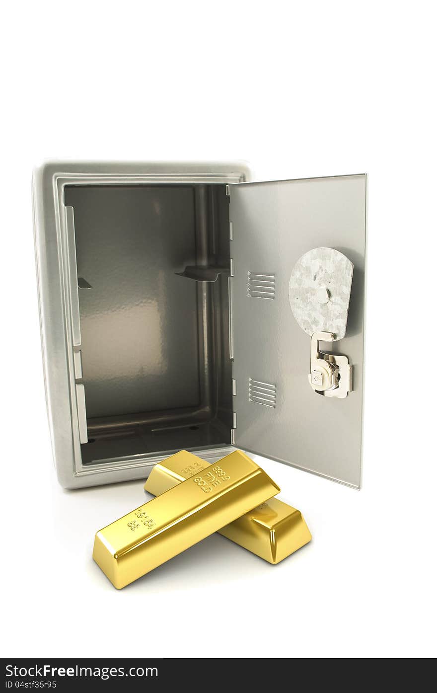 Open safe, gold bullion