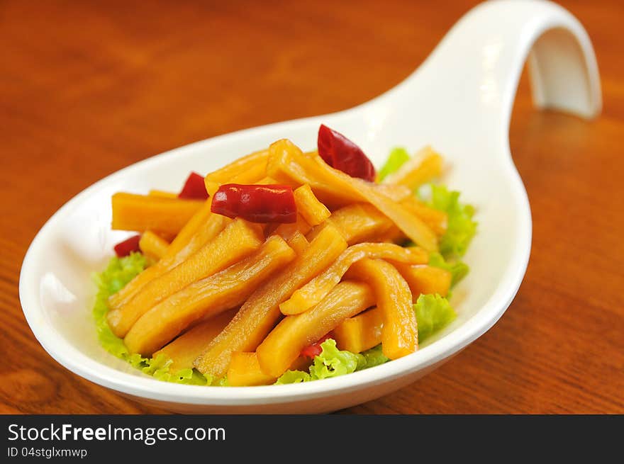 Chinese appetizers, Peppers and radish. Chinese appetizers, Peppers and radish