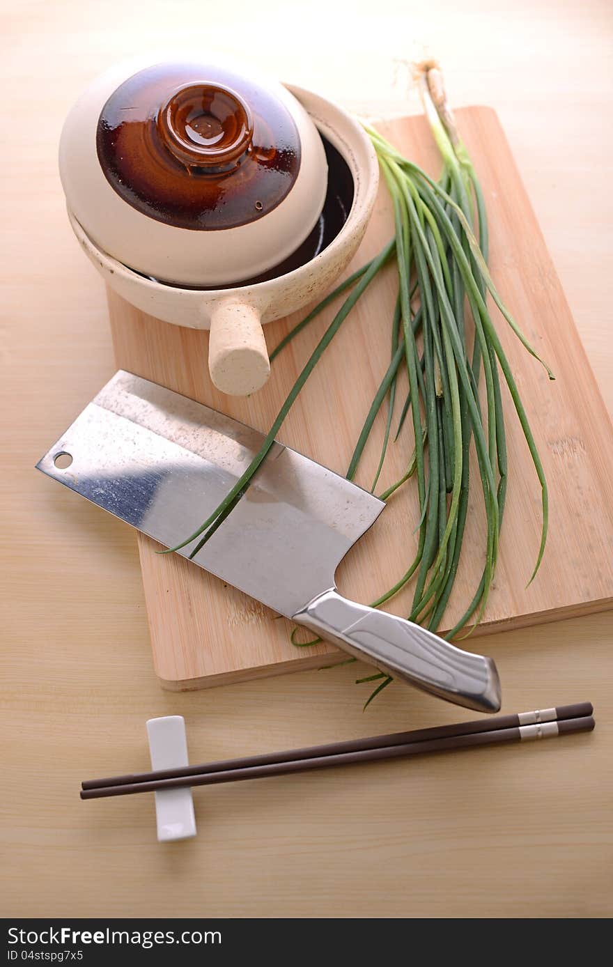 Chinese cooking with clay pot at an angle