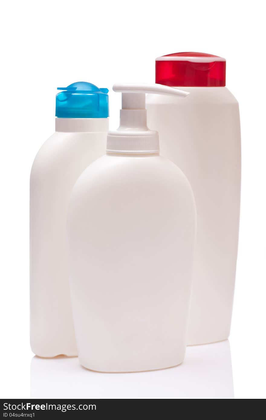 Three White Blank Bottle