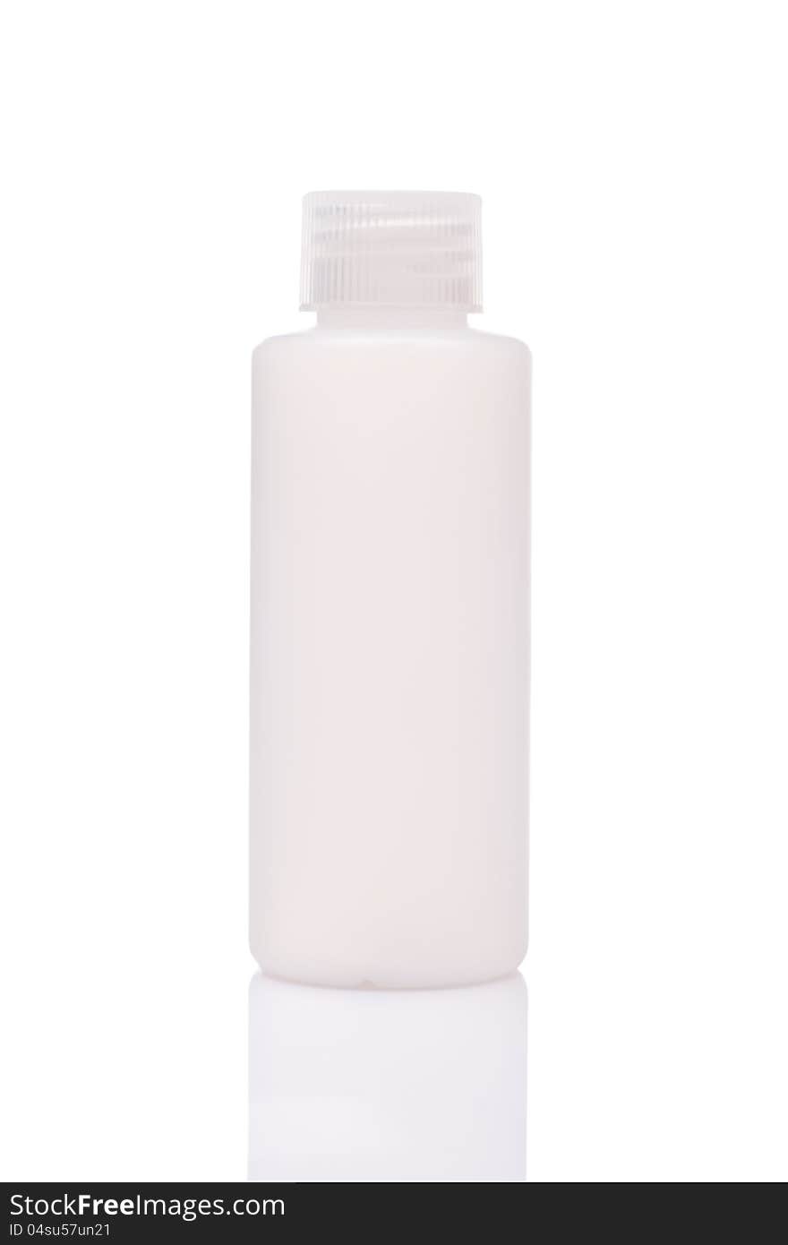 White blank bottle, on white background