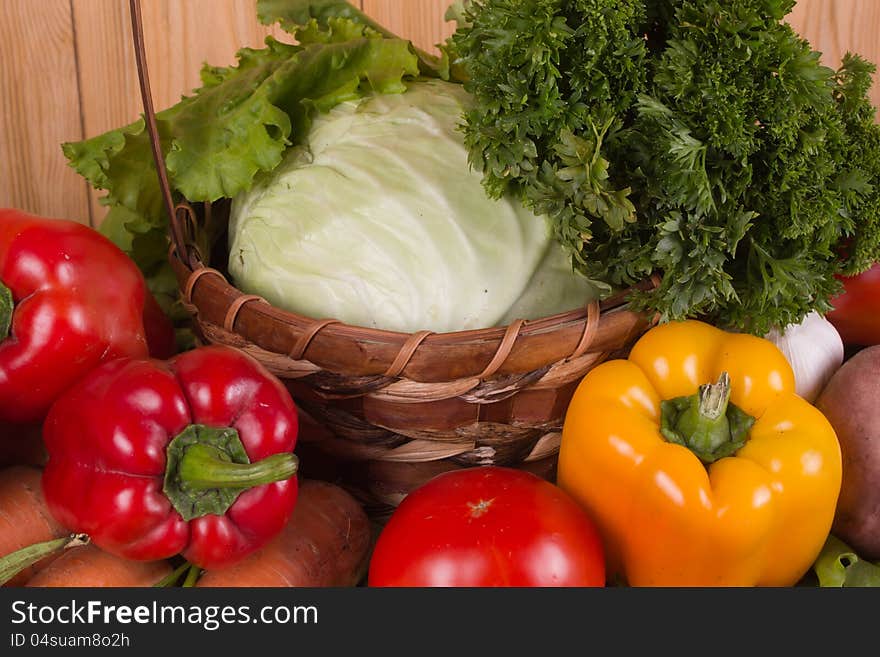 Fresh vegetables gathered from the garden