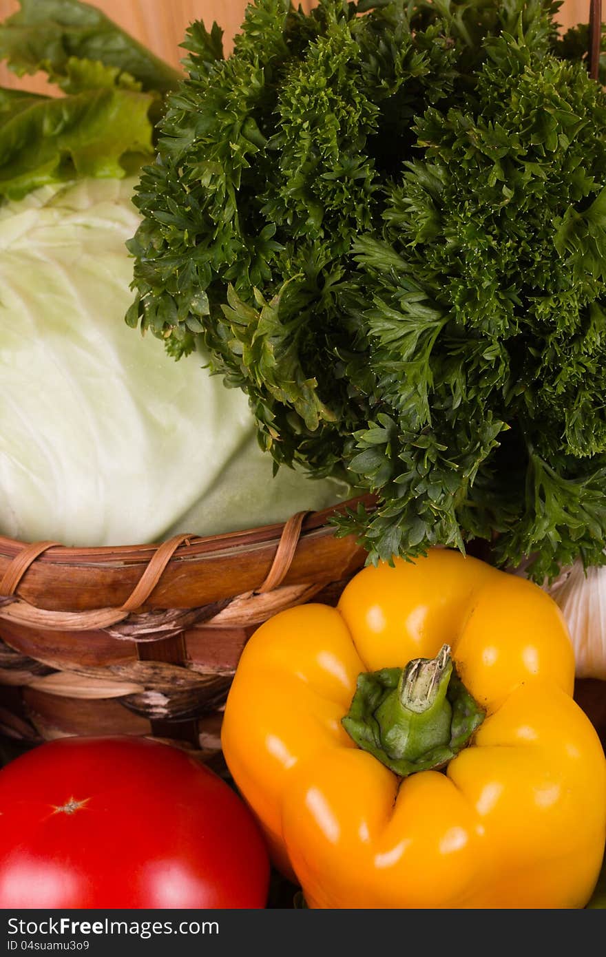 Fresh vegetables gathered from the garden