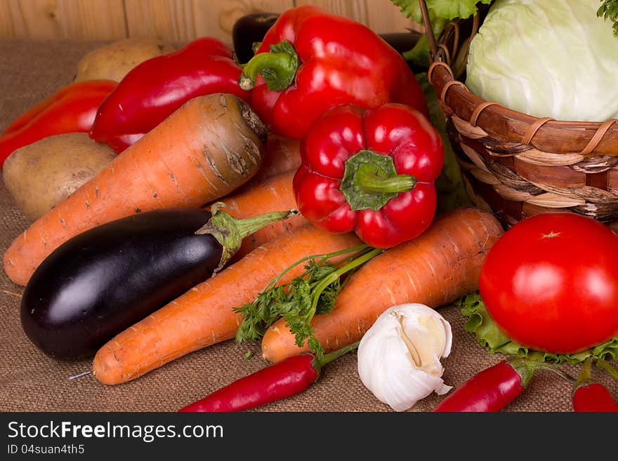 Fresh vegetables gathered from the garden