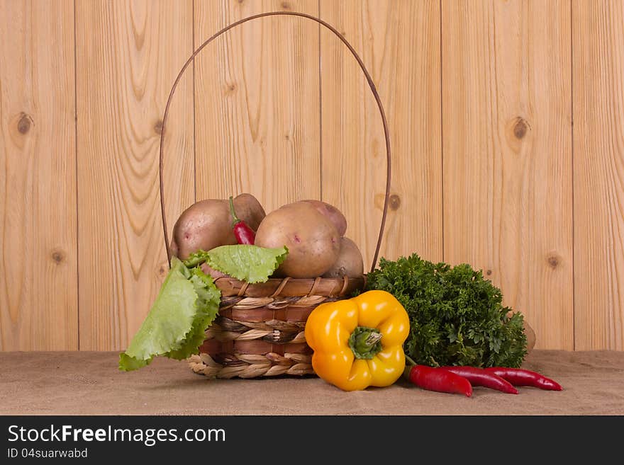 Fresh vegetables gathered from the garden