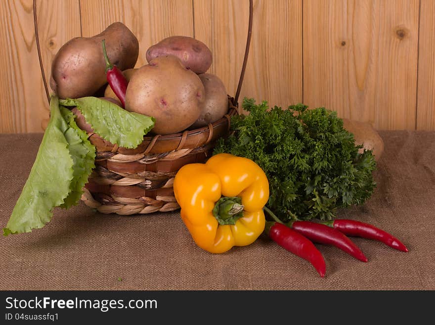 Fresh vegetables gathered from the garden