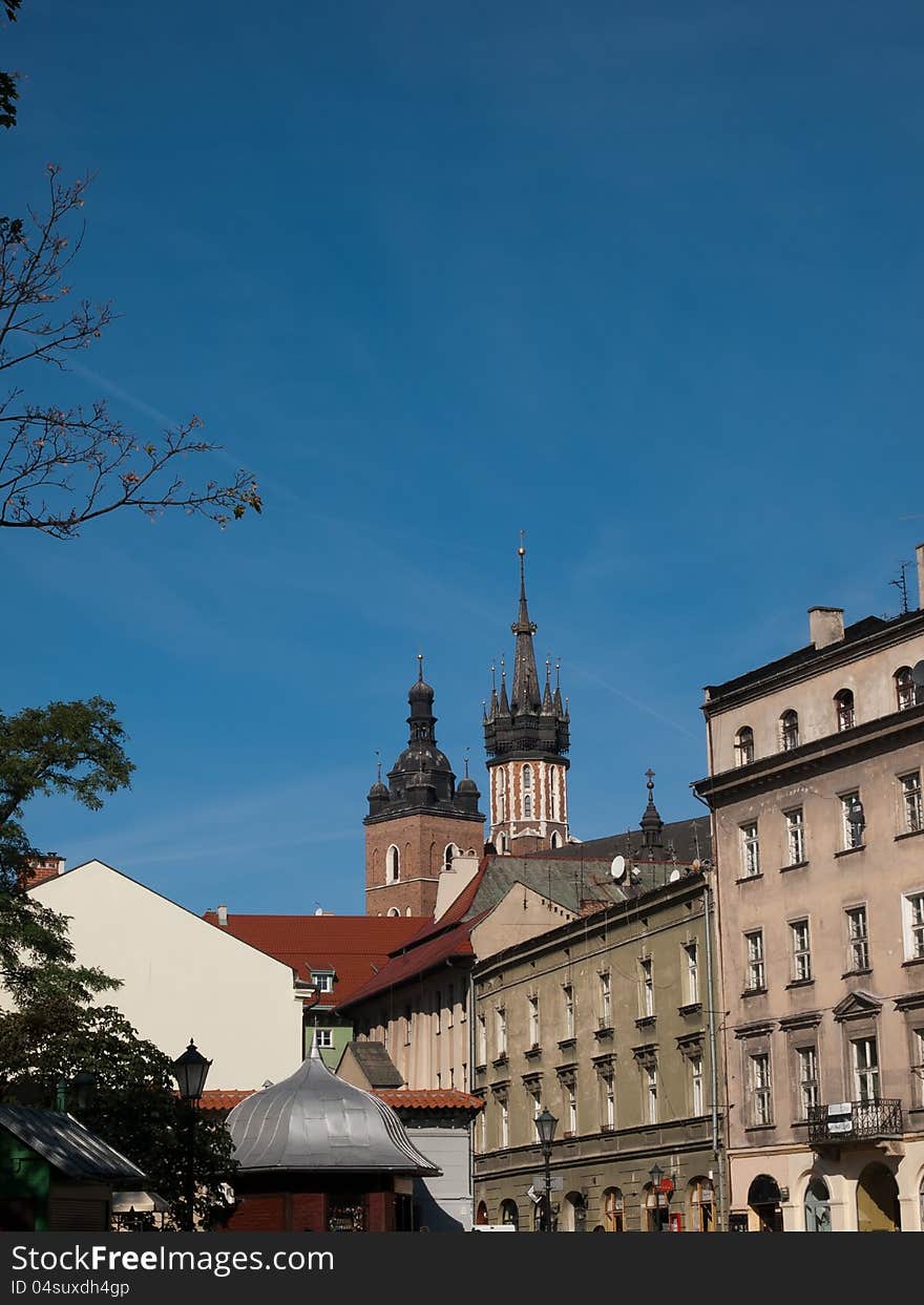 The Towers of St. Mary's Basilica in Krakow. The Towers of St. Mary's Basilica in Krakow