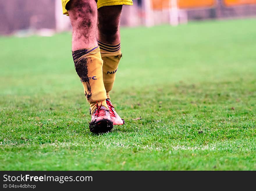 Detail of soccer or football match.