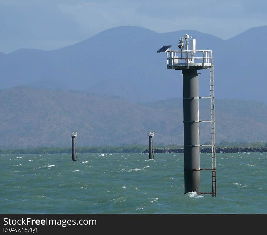 Australia. Queensland. Great Barrier Reef. Sea lighthouse on solar battery. Australia. Queensland. Great Barrier Reef. Sea lighthouse on solar battery.