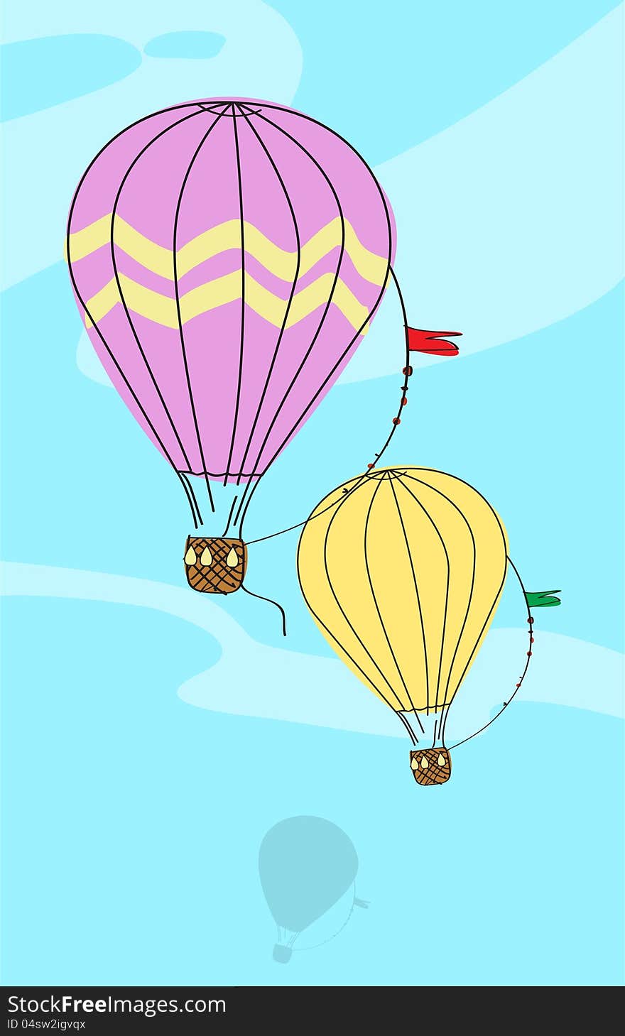 Illustration of hot air balloons in flight