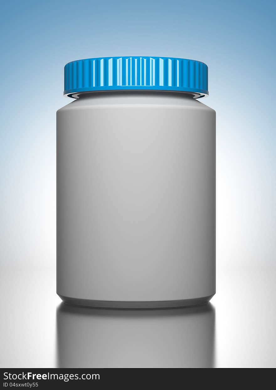 Pill Bottle on Blue Background the Chemical or Medical Concept. Pill Bottle on Blue Background the Chemical or Medical Concept