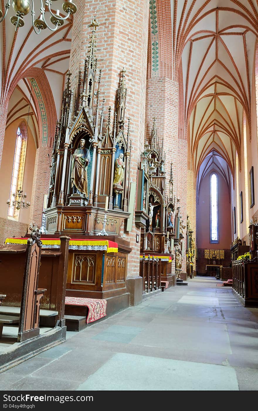 Side aisle of typical Polish baroque church. Side aisle of typical Polish baroque church