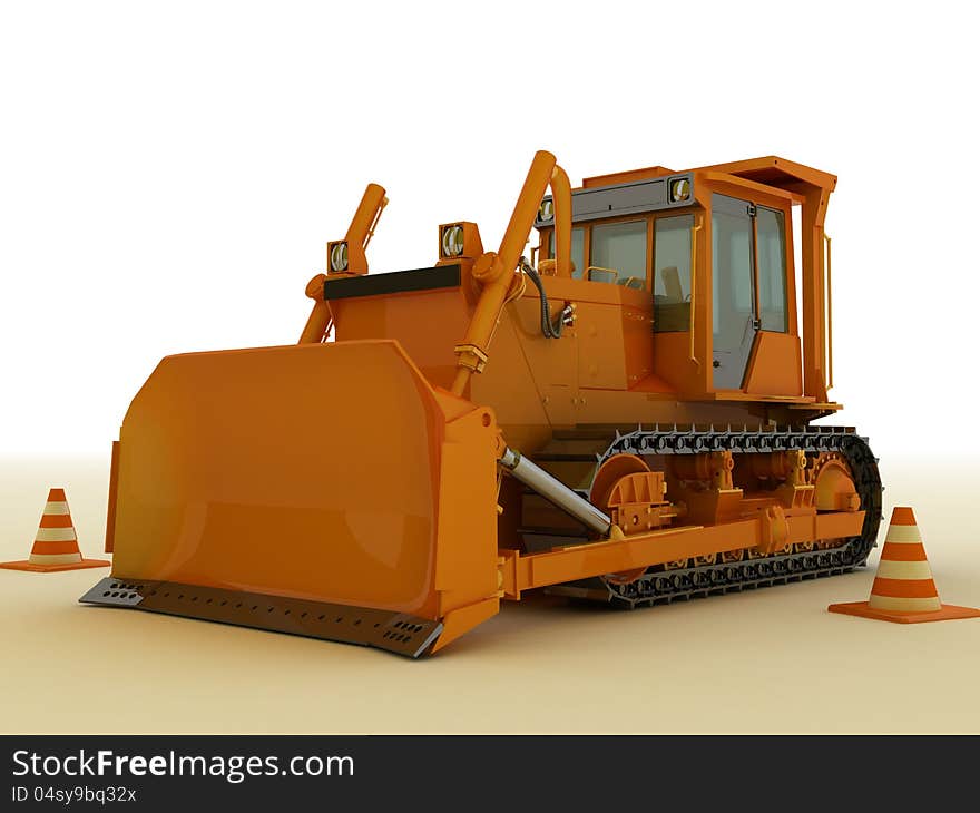 Bulldozer isolated in white background