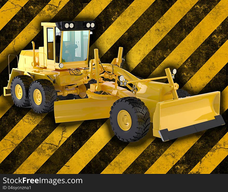 Bulldozer isolated in construction background