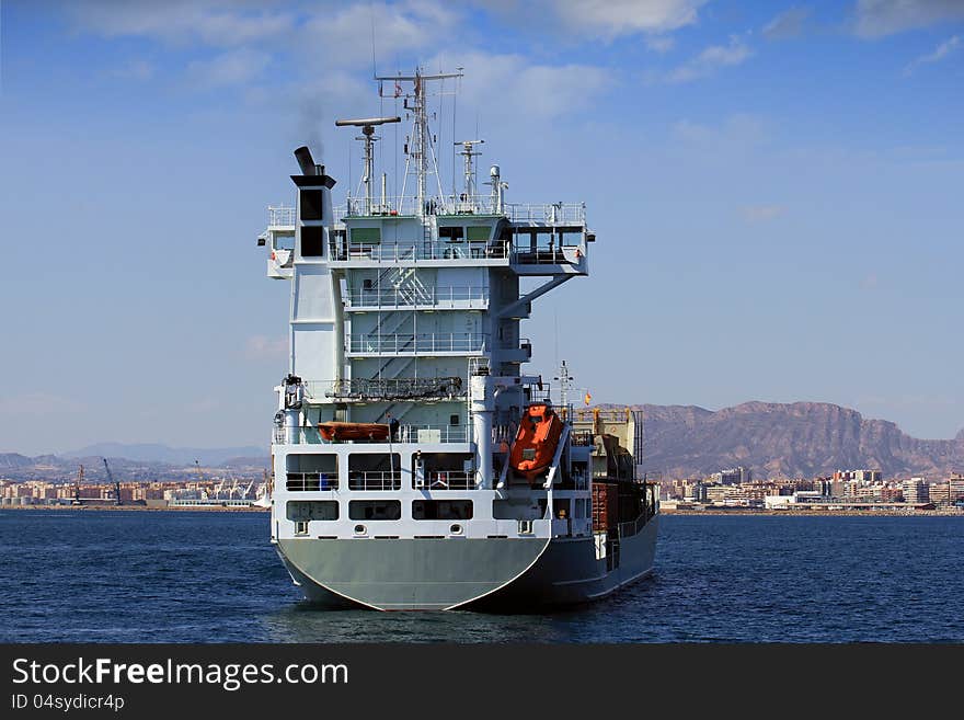 Container Ship: Aft View