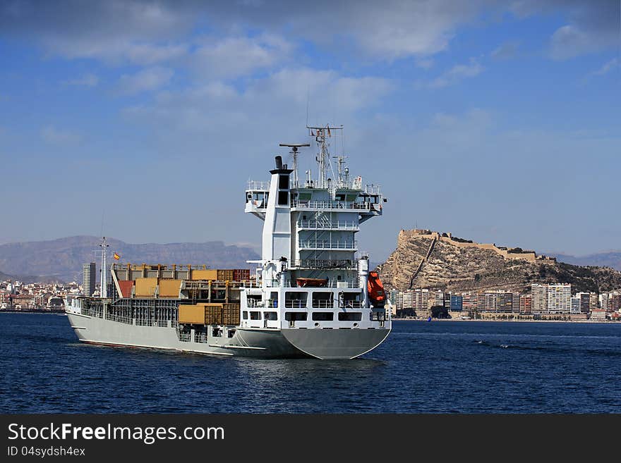 Container ship: aft view