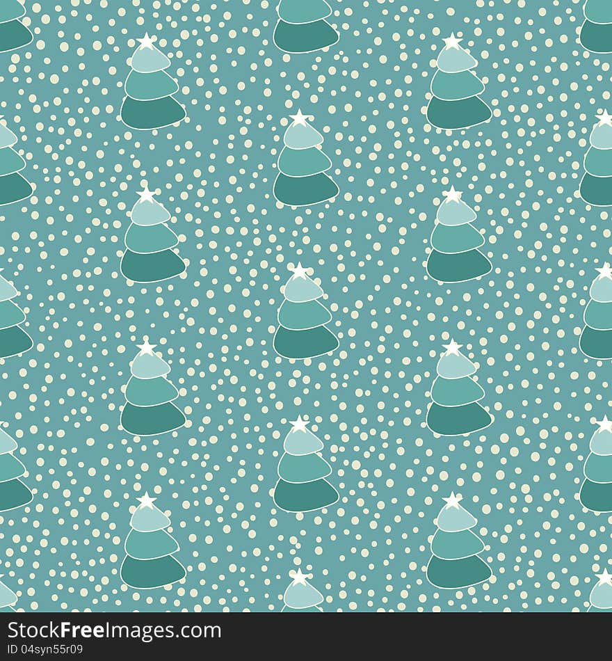 Christmas tree seamless background,  vector pattern