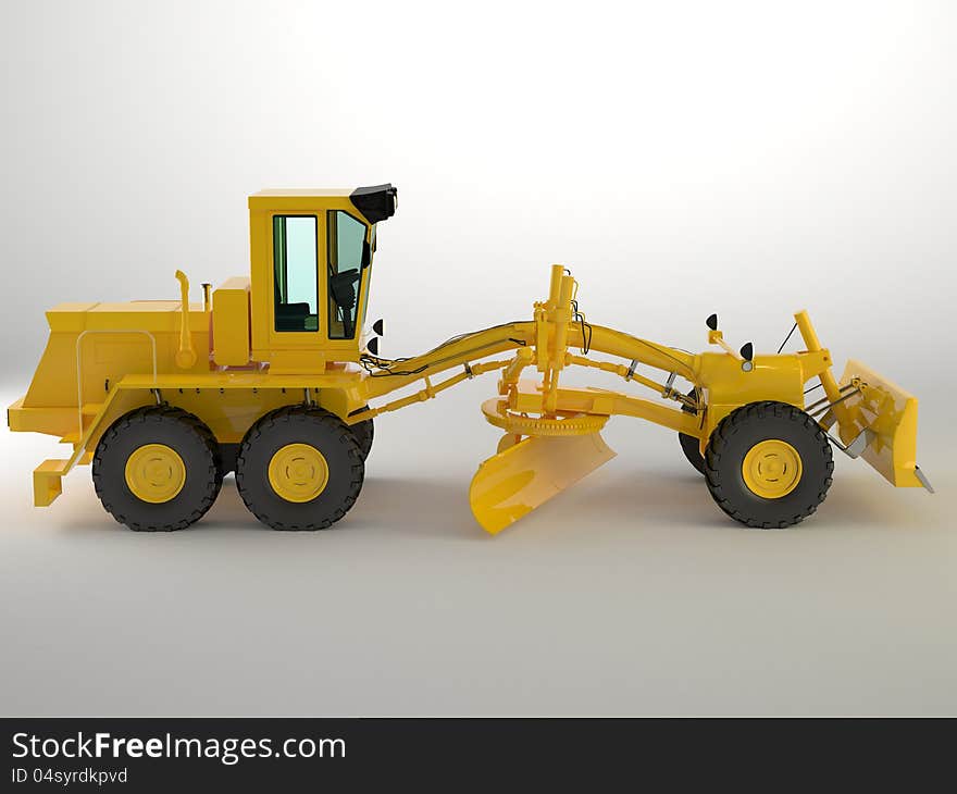 Bulldozer isolated in white background