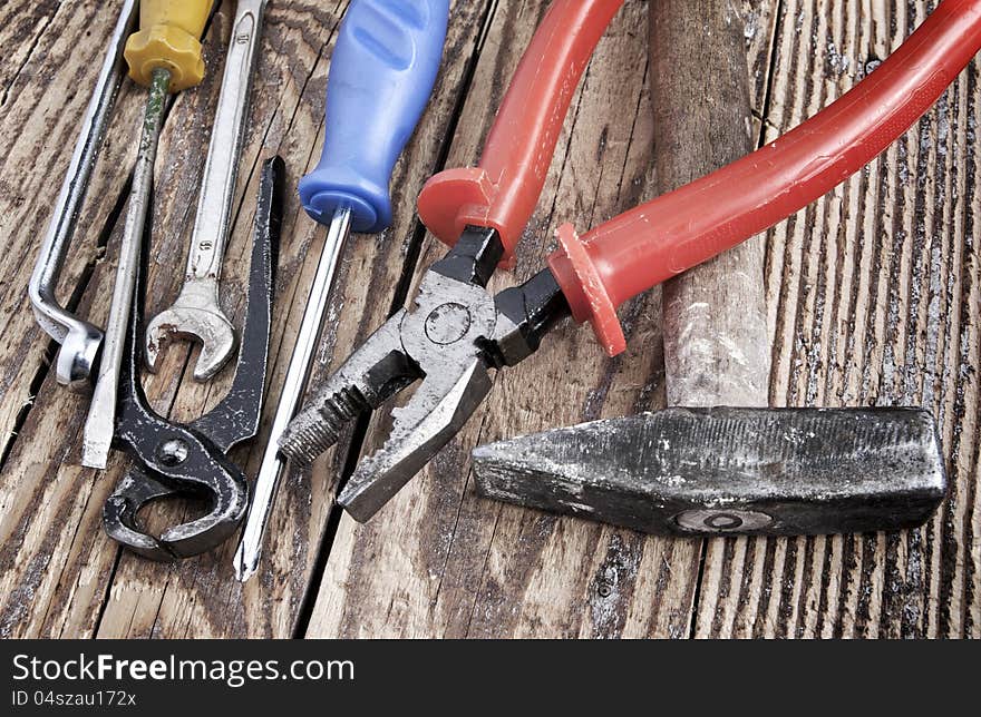 Different tools on the table. Different tools on the table