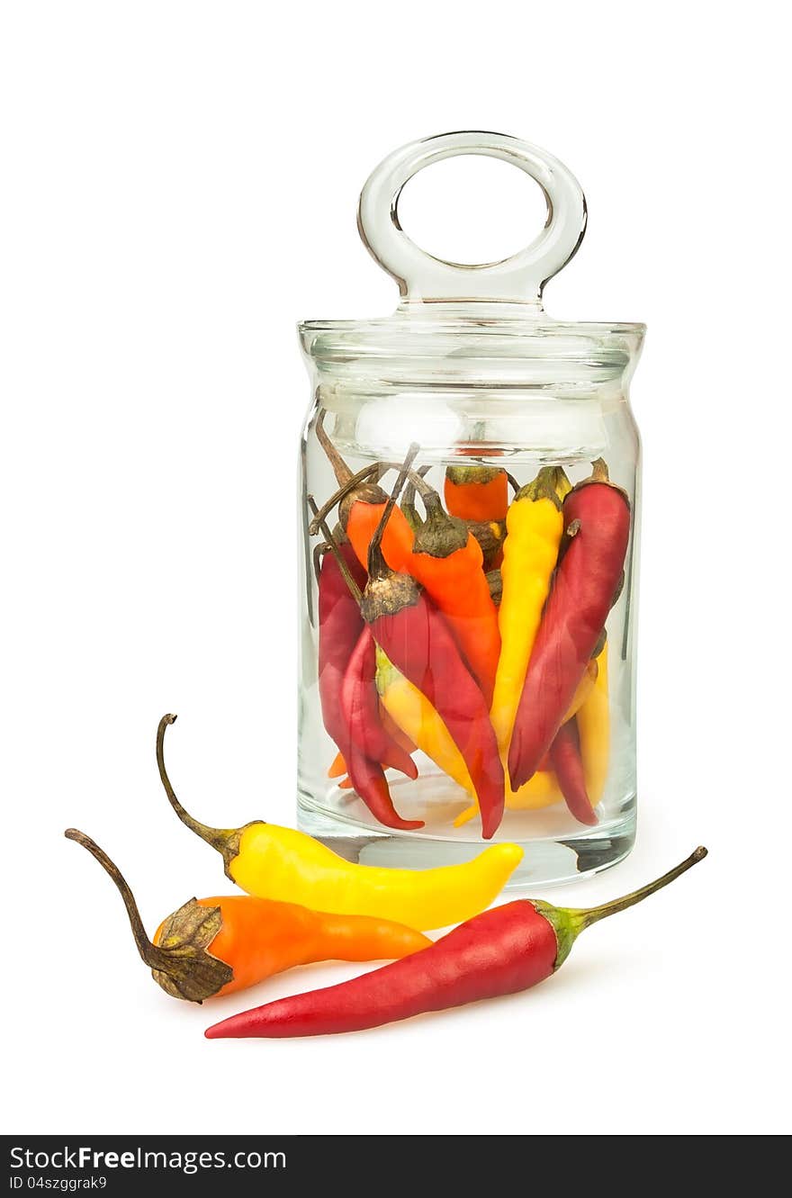 Chili peppers on white background