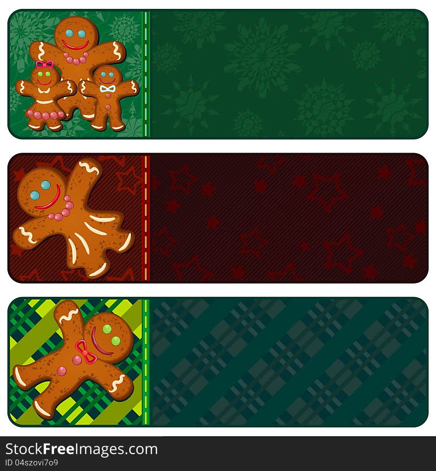 Christmas banners with gingerbread people