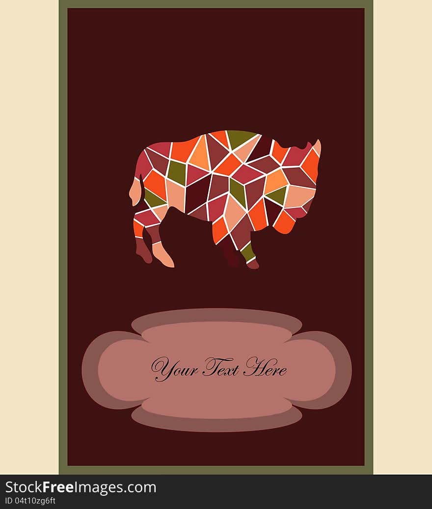Mosaic buffalo, a card for you design