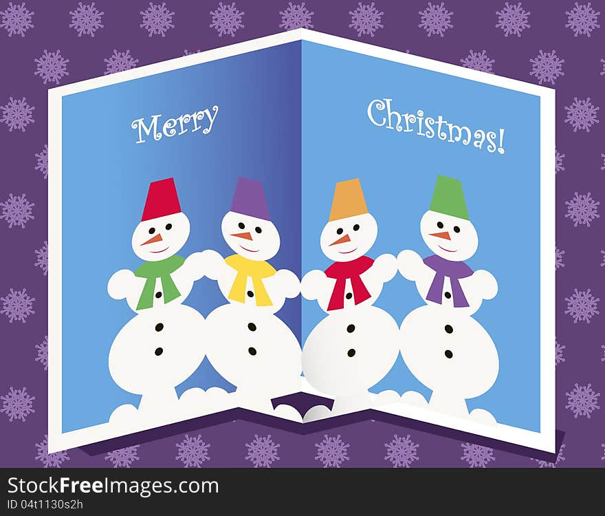 Christmas card with snowmen