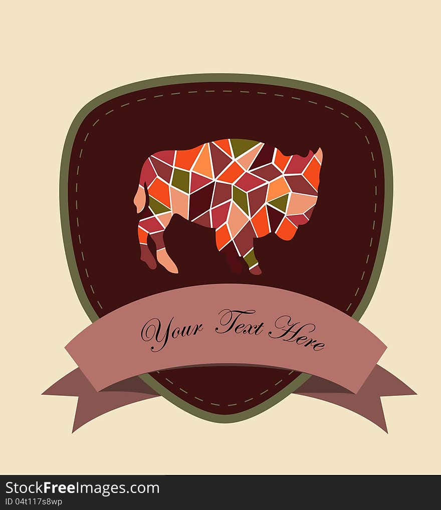 Mosaic buffalo, a card for you design