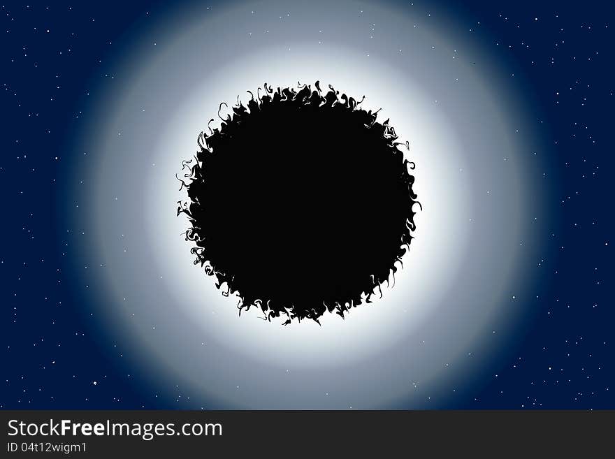 Solar eclipse on a background of space