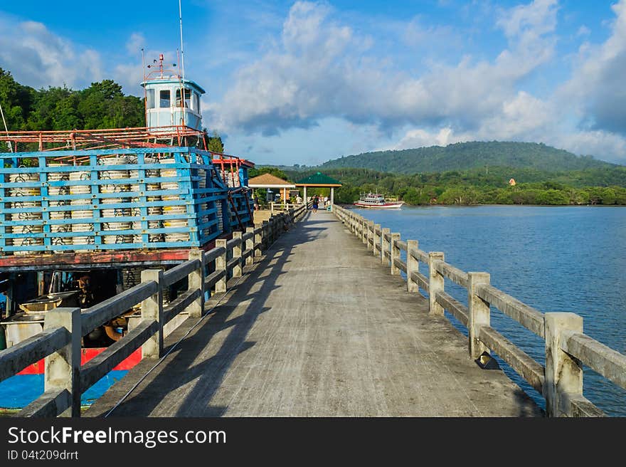 A long bridge at leam hin seaport, Phuket