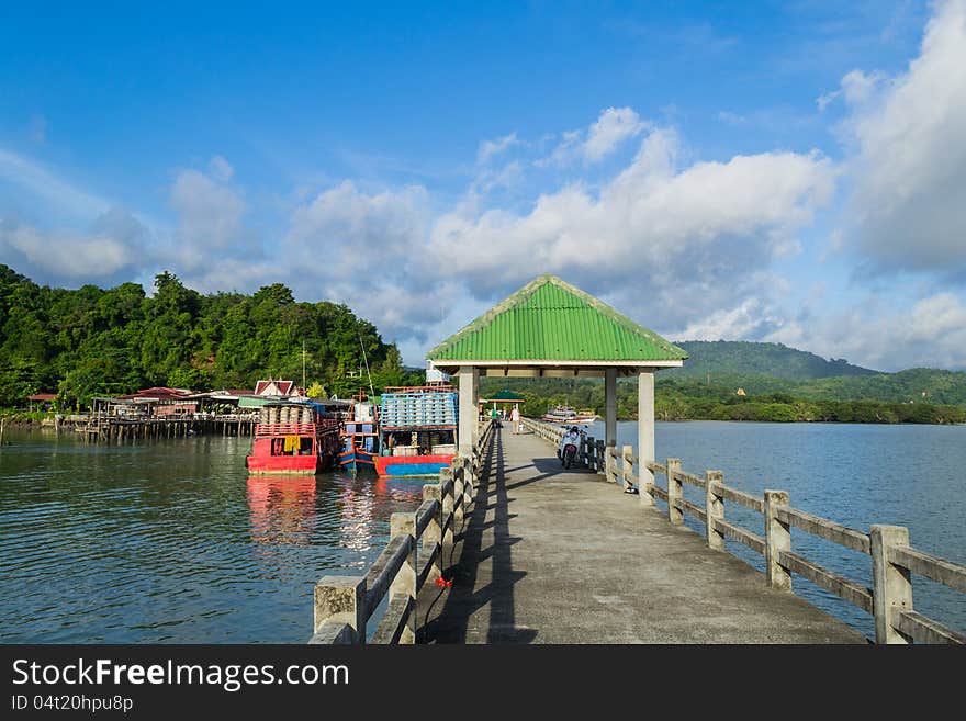 A long bridge at leam hin seaport, Phuket