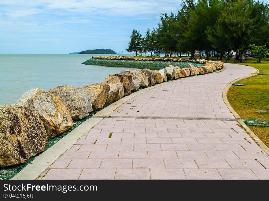 A curve and long walk path at sapan hin park, Phuket