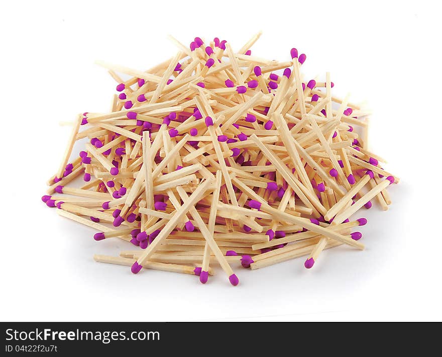 Pile Of Matches With Purple Tips