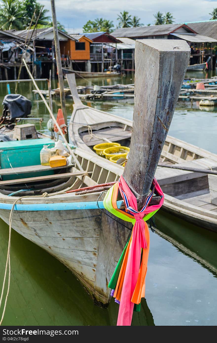 Longtail boat at Fishing village, Phang nga