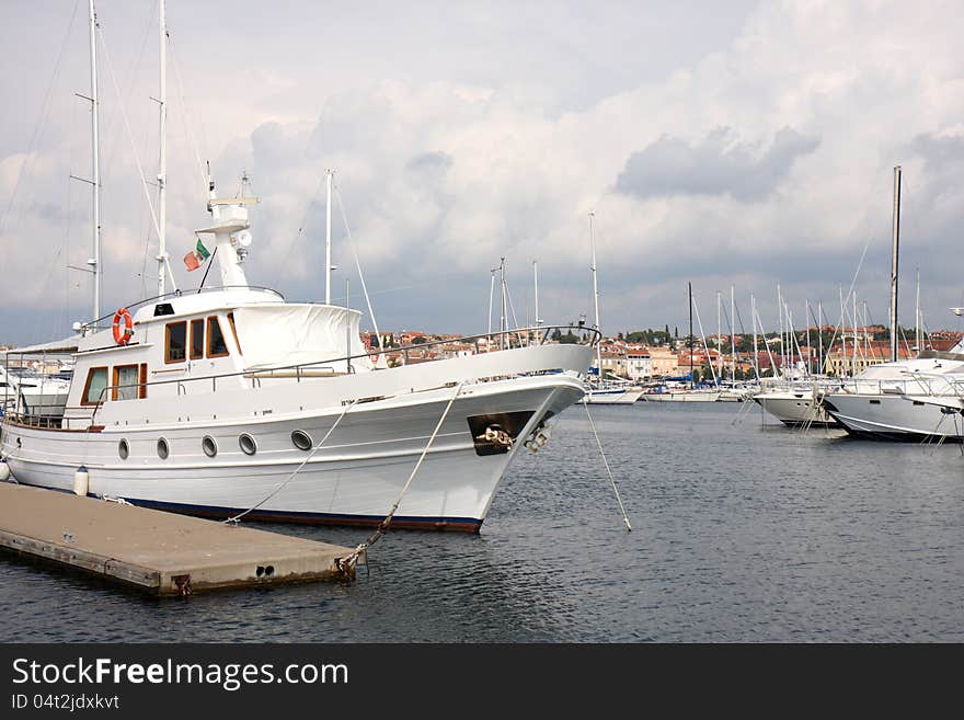 Launch at the mooring in Rovinj, Croatia