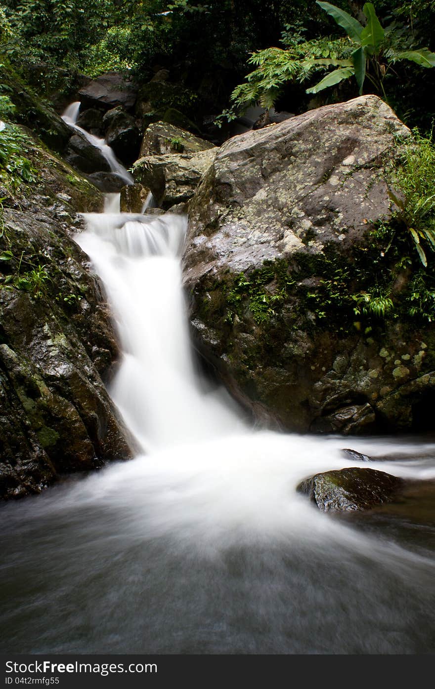 The power of water running down from the rock. The power of water running down from the rock.