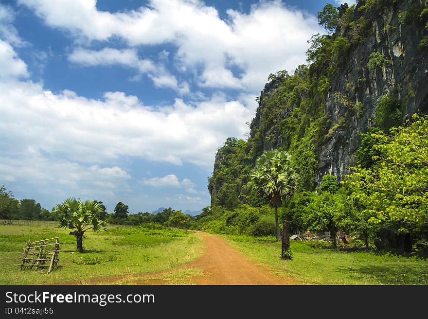 Hills of Laos.The road.