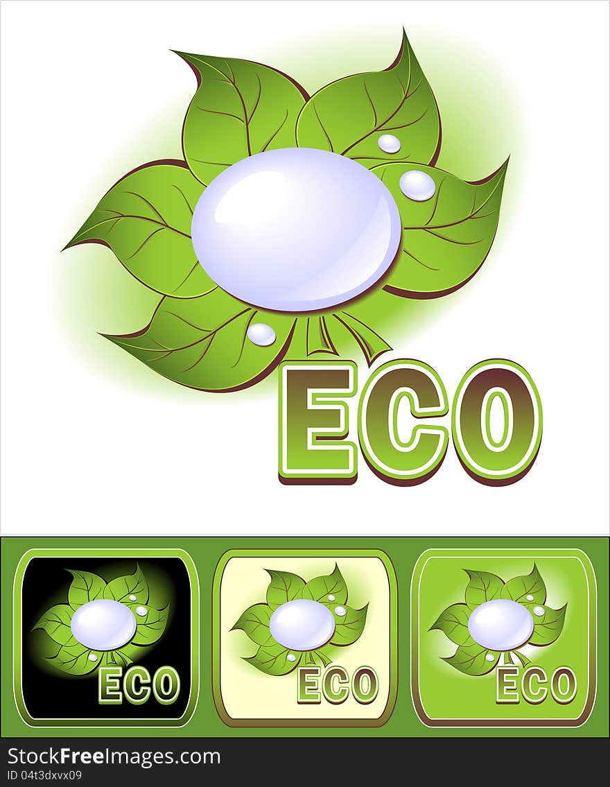 Set Ecologic   icons   icon with leaves and water